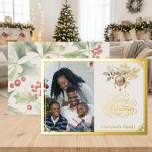 Aangepaste gezinsfoto Gouden Vrolijk Kerstfeest