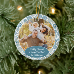 Aangepaste gezinsfoto Kerstmis gepersonaliseerde t Keramisch Ornament