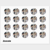 Aangepaste gezinsfoto met familienaam ronde sticker (Vel)