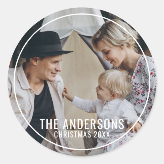 Aangepaste gezinsfoto met familienaam ronde sticker (Voorkant)