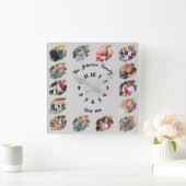 Aangepaste gezinsfoto mozaïek lichtgrijs grijs vierkante klok (Huis)