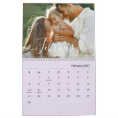Aangepaste gezinsfoto | Persoonlijke zachte lavend Kalender (Feb 2027)