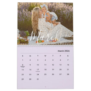 Aangepaste gezinsfoto Persoonlijke zachte lavend Kalender