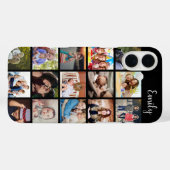Aangepaste gezinsfotocollage en naam Case-Mate iPhone case (Achterkant (horizontaal))