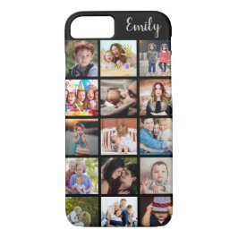 Aangepaste gezinsfotocollage en naam iPhone 16 plus hoesje