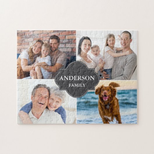 Aangepaste gezinsfotocollage gepersonaliseerd cade legpuzzel (Horizontaal)