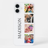 Aangepaste gezinsfotocollage gepersonaliseerd wit iPhone hoesje (Achterkant)