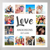 Aangepaste gezinsfotocollage gepersonaliseerd wit poster (Voorkant)