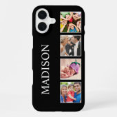 Aangepaste gezinsfotocollage gepersonaliseerd zwar iPhone hoesje (Achterkant)