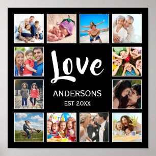 Aangepaste gezinsfotocollage gepersonaliseerd zwar poster
