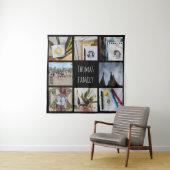Aangepaste gezinsfoto's en naam Instagram-collage Wandkleed (In situ)