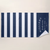 Aangepaste gezinshereniging bij Navy & White Strip Strandlaken (Voorkant)