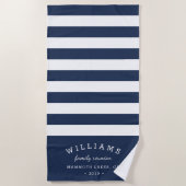 Aangepaste gezinshereniging bij Navy & White Strip Strandlaken (Voorkant)