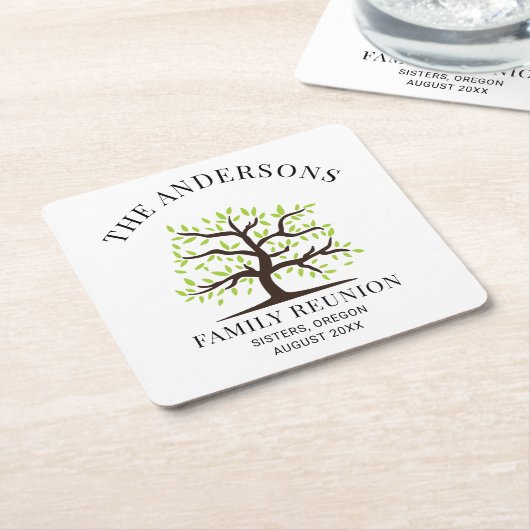 Aangepaste gezinshereniging, genealogiestructuur kartonnen onderzetters (Schuin)