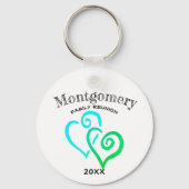 Aangepaste gezinshereniging Groen blauw gekoppeld  Sleutelhanger (Voorkant)