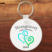 Aangepaste gezinshereniging Groen blauw gekoppeld  Sleutelhanger (Voorkant)