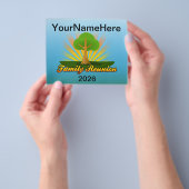 Aangepaste gezinshereniging, groene structuur met  flyer (Hand)