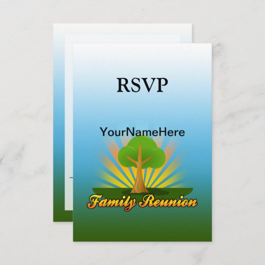 Aangepaste gezinshereniging, groene structuur met RSVP kaartje (Voorkant / Achterkant)