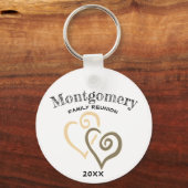 Aangepaste gezinshereniging Khaki Tan Linked Heart Sleutelhanger (Voorkant)