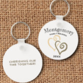 Aangepaste gezinshereniging Khaki Tan Linked Heart Sleutelhanger