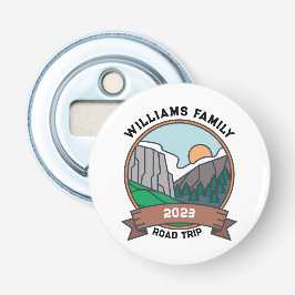 Aangepaste gezinshereniging Road Trip Mountain Button Flesopener