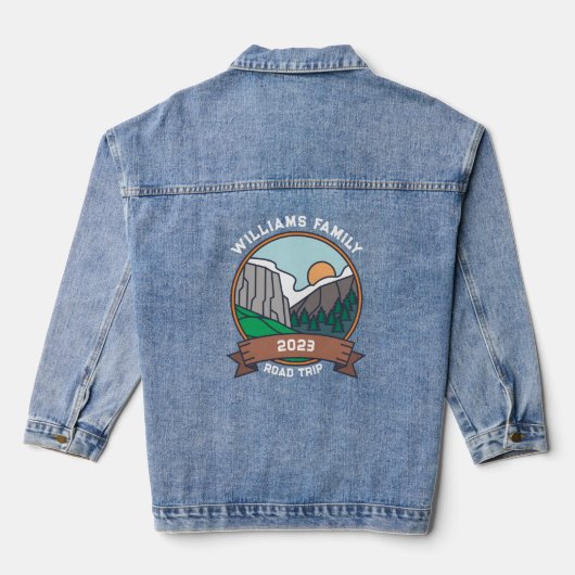 Aangepaste gezinshereniging Road Trip Mountain Denim Jacket (Achterkant)