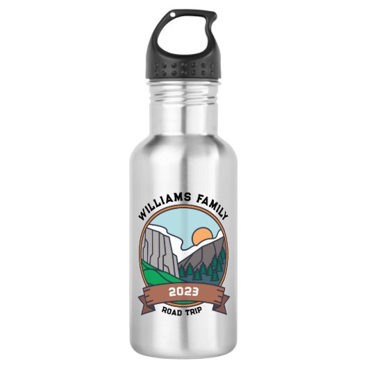 Aangepaste gezinshereniging Road Trip Mountain Waterfles (Voorkant)