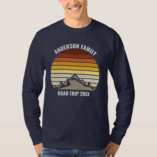 Aangepaste gezinshereniging Road Trip Sunset Long- T-shirt (Voorkant)