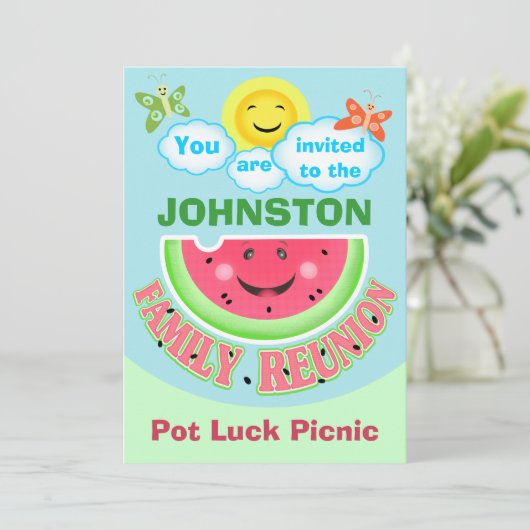 Aangepaste gezinshereniging/zomer B-B-Q-uitnodigin Kaart (Staand voorkant)