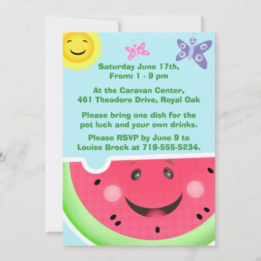 Aangepaste gezinshereniging/zomer B-B-Q-uitnodigin Kaart (Achterkant)