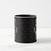 Aangepaste gezinskalender 2026 met 2 foto's mok (Midden)