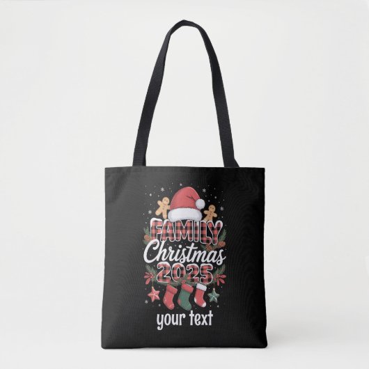 Aangepaste gezinskerst 2025 gepersonaliseerde bijp tote bag (Voorkant)