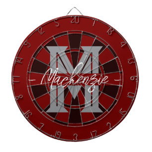 Aangepaste gezinsnaammonogram grijs dartbord