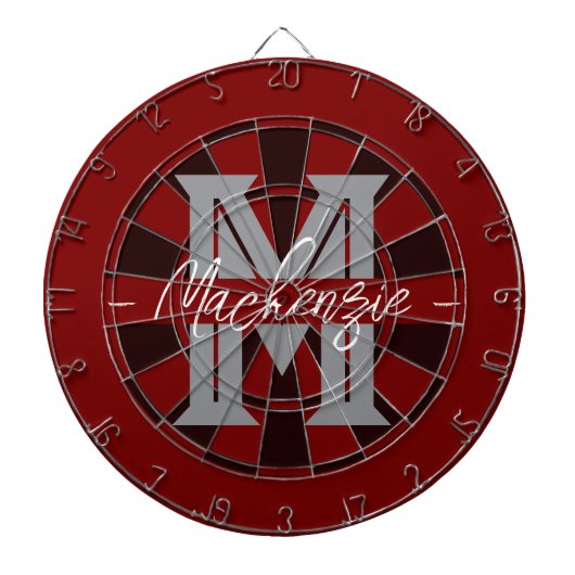 Aangepaste gezinsnaammonogram grijs dartbord (Voorkant)