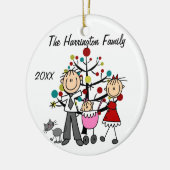 Aangepaste gezinsouders, babymeisje, kattenversier keramisch ornament (Links)