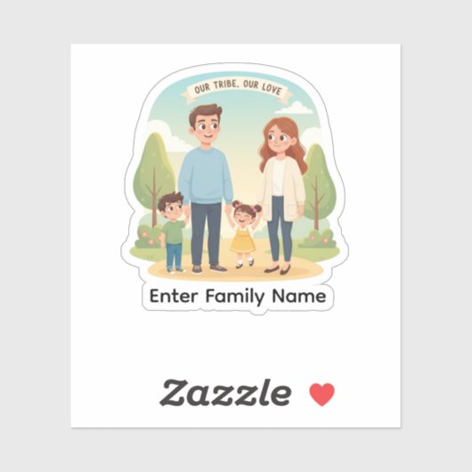 Aangepaste gezinsportret Onze stam Onze liefde Sticker (Vel)