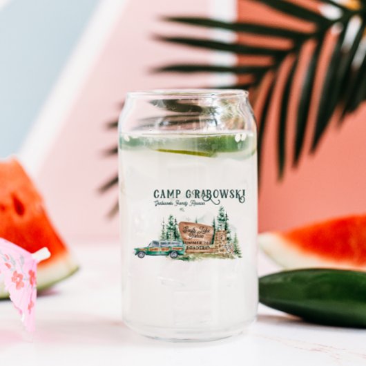 Aangepaste gezinsreis-camping blikvorm glas