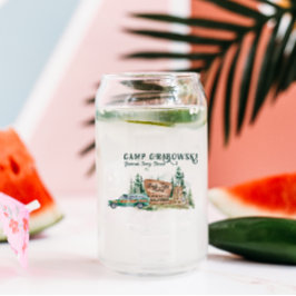 Aangepaste gezinsreünie Road Trip Camp Blikvorm Glas