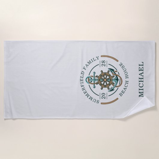 Aangepaste gezinsuitrusting strandlaken (Voorkant)