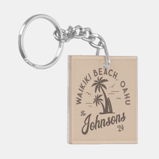 Aangepaste gezinsvakantie Zomer Strand Groepsreis Sleutelhanger (Voorkant Links)