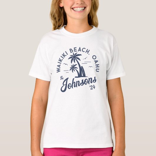 Aangepaste gezinsvakantie Zomer Strand Groepsreis T-shirt (Voorkant)