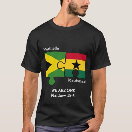 Aangepaste GHANA JAMAICA Vlag Christelijk T-shirt (Voorkant)