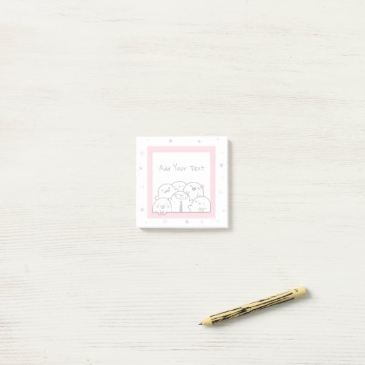 Aangepaste Ghost Family Fun Girly Pink Post-it® Notes (Op bureau)