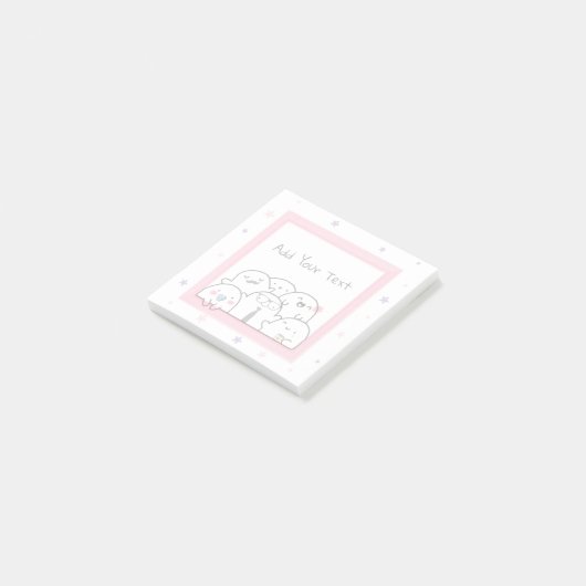 Aangepaste Ghost Family Fun Girly Pink Post-it® Notes (Schuin)