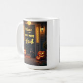 Aangepaste Ghost & Full Moon Haunted Porch Tea Mok (Voorkant links)