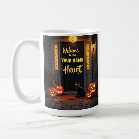 Aangepaste Ghost & Full Moon Haunted Porch Tea Mok (Links)