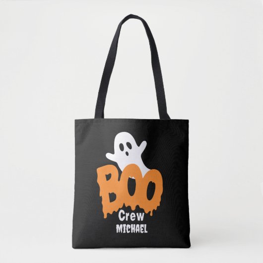 Aangepaste Ghost Trick-or-Treat Boo Crew Halloween Tote Bag (Voorkant)