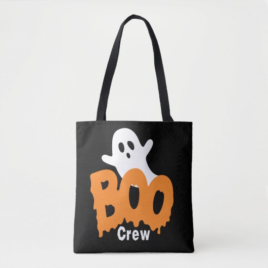 Aangepaste Ghost Trick-or-Treat Boo Crew Halloween Tote Bag (Voorkant)