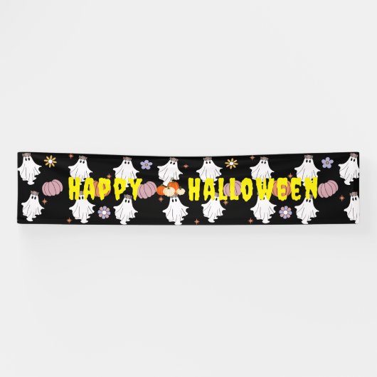 Aangepaste Ghosts Pumpkin Banner Halloween Decor (Horizontaal)