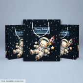 Aangepaste Gift Bag met Teddy Bear Astronaut Desig Medium Cadeauzakje